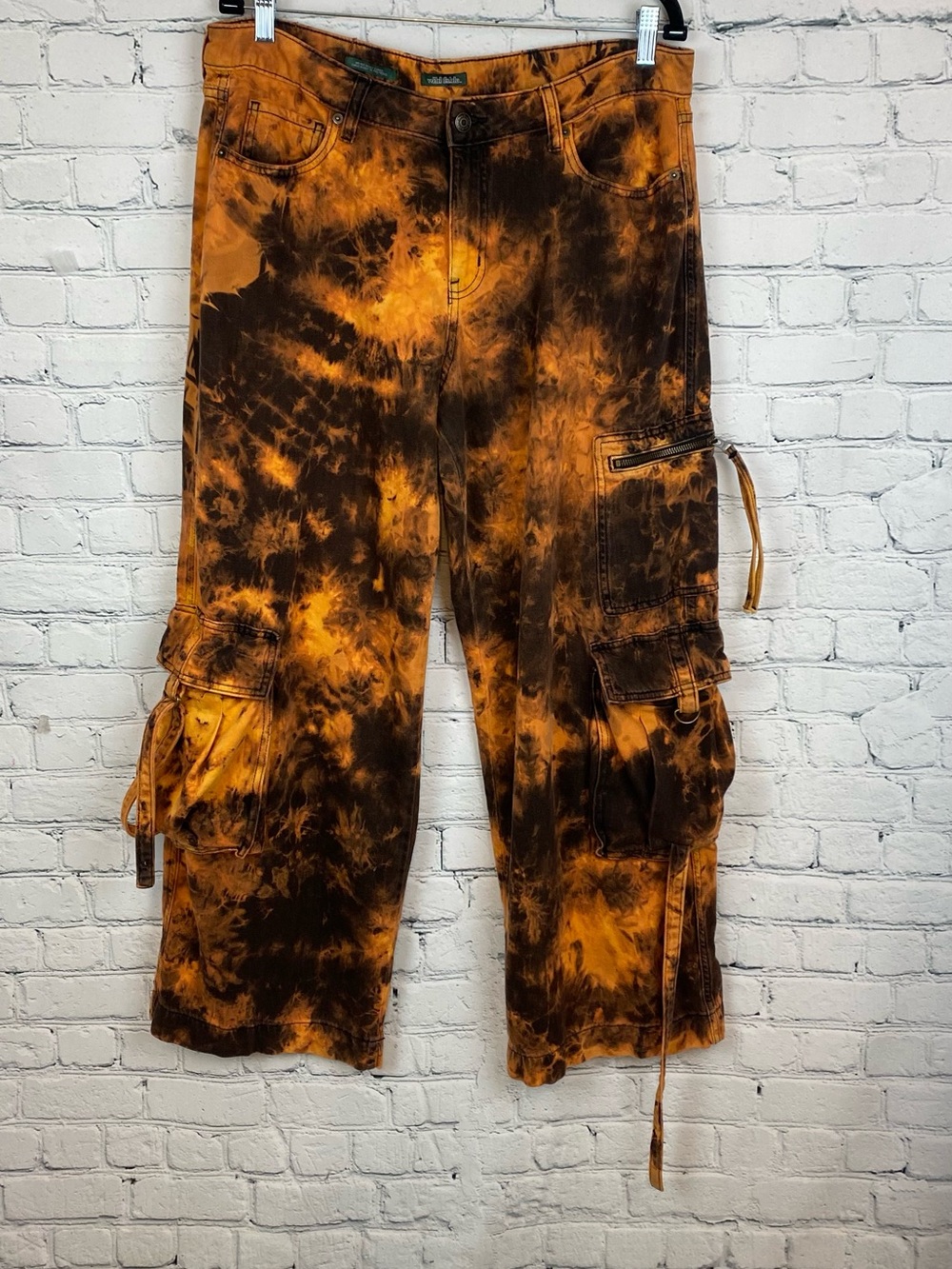 Wild Fable Reverse Tie Dyed Mid Rise Baggy Cargo Jeans/pant